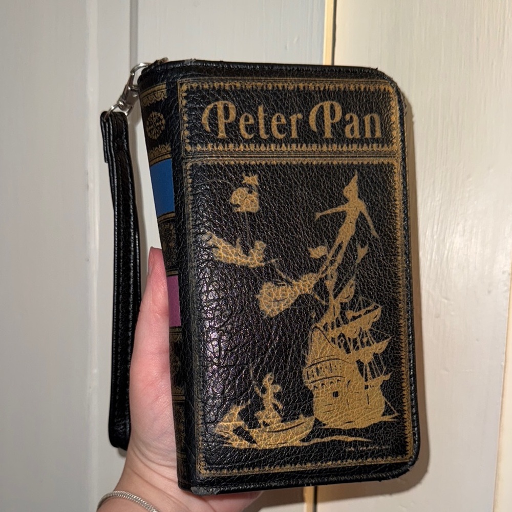 Disney Peter Pan Book Bifold Wristlet Wallet Genuine Leather